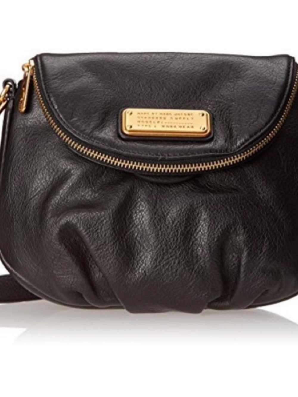 Marc by Marc Jacobs Black Leather Gold-Accent Crossbody Bag